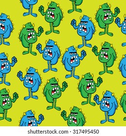 angry monster seamless pattern