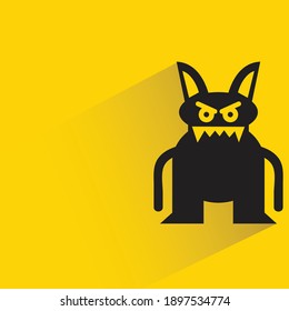 monstruo enojado con sombra sobre fondo amarillo