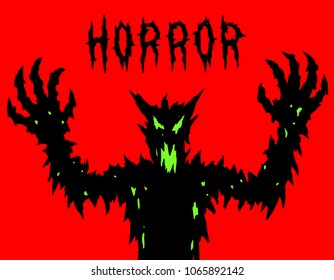Angry monster silhouettes. The horror genre. Vector illustration.