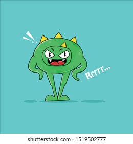 angry monster vector in green colour