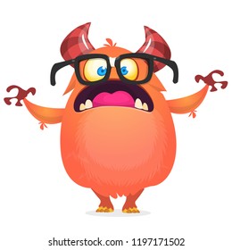 Angry monster wearing eyeglasses. Vector illustration clipart