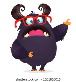 Angry monster wearing eyeglasses. Vector illustration clipart