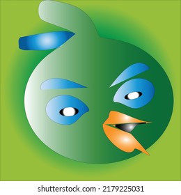 Angry mood greens color new cartoon bird art design.
green color mixing background.
