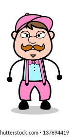 Angry Mood - Retro Delivery Man Vendor Vector Illustration
