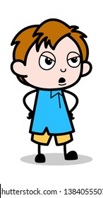 Angry Mood - School Boy Cartoon Character Vector Illustration