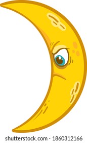 Angry moon, illustration, vector on white background.