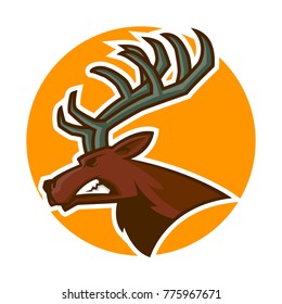 angry moose deer reindeer head mascot esports logo illustration