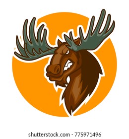 angry moose deer reindeer head mascot esports logo illustration