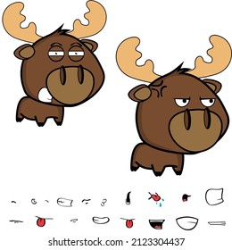 angry moose kawaii cartoon expressions collection set illustration in vector format