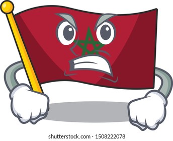 Angry morocco flag character above cartoon chair