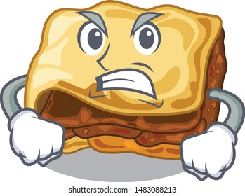Angry moussaka isolated with in the cartoon