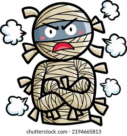 Angry mummy with fold hand cartoon vector