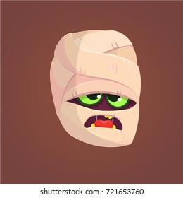 Angry Mummy Head Halloween Concept Icon. Vector illustration. Design for logo, emblem or print for party decoration