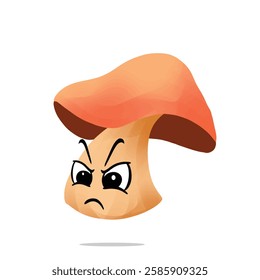 angry mushroom mascot illustration for design. cute and playful concept.  wild, food, nature, forest, edible, and fungi themes