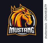 angry mustang mascot logo deign
