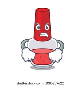 Angry nail polish mascot cartoon