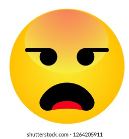 Angry and negative face. Annoyed cute cartoon vector emoticon