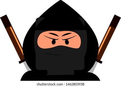 Angry ninja, illustration, vector on white background.