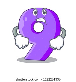 Angry number Nine balloon font shaped charcter