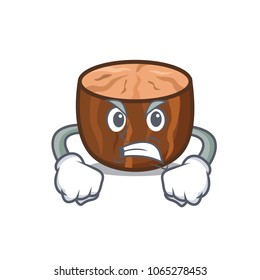 Angry nutmeg mascot cartoon style vector illustration