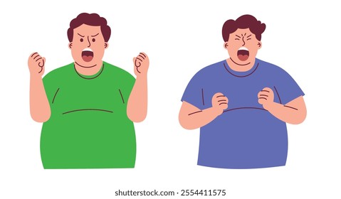 Angry Obese Man Screaming Out