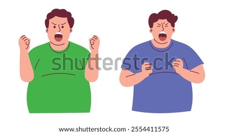 Angry Obese Man Screaming Out