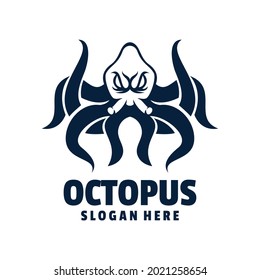 angry octopus logo black and white vector illustration