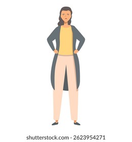 Angry office manager standing with hands on hips after meeting with employees
