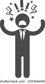 Angry office manager yelling. Mad businessman icon