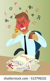 Angry Office Worker with Matches wants to burn down Papers