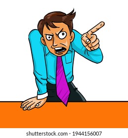 Angry office worker pointing his finger to someone.