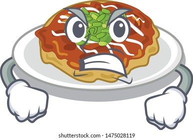 Angry okonomiyaki isolated with in the character