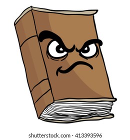angry old book cartoon illustration