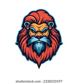 Angry old lion mascot logo, Professional esport gaming mascot of animal, Lion mascot logo for Sports team or club, Lion mascot logo isolated on white background, Lion head emblem