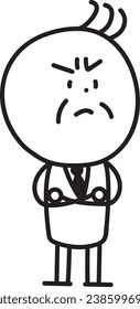 An angry old man with his arms folded