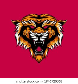 Angry old tiger vector design