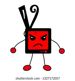 Angry Old TV Character. Vector Cartoon Illustration.