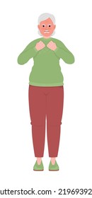 Angry Old Woman With Red Face Semi Flat Color Vector Character. Editable Figure. Full Body Person On White. Fury Simple Cartoon Style Illustration For Web Graphic Design And Animation