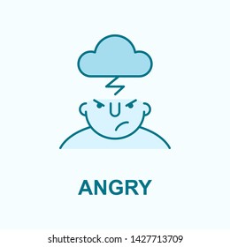 angry on mind field outline icon