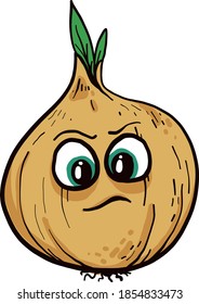 Angry onion, illustration, vector on white background
