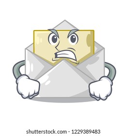 Angry open envelope on cartoon shape blank