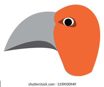 An angry orange bird with sharp long beak vector color drawing or illustration 