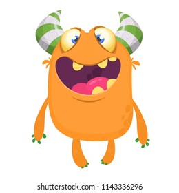 Angry orange cartoon monster with horns.