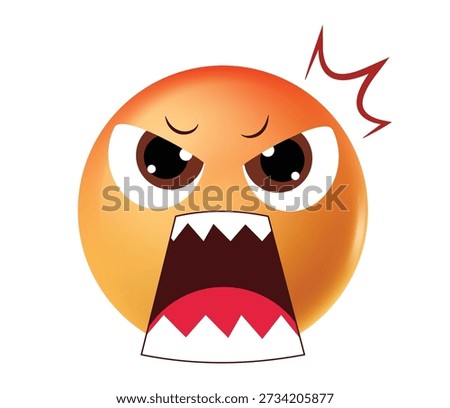 Angry Orange Emoji Screaming with Sharp Teeth
