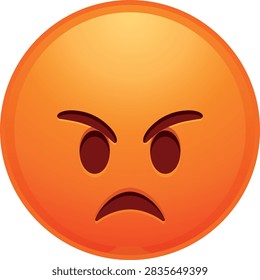 Angry orange expressive face icons with frowning mouth and furrowed eyebrows