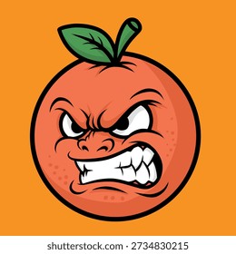 Angry Orange Fruit Character Vector Illustration