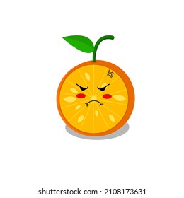 Angry orange fruit Characters illustration vector icon logo for design graphic. Vector icon logo stock