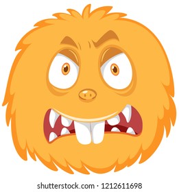 Angry orange monster white background illustration