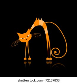 Angry orange striped cat for your design