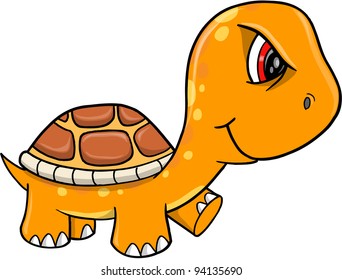Angry Orange Turtle Vector Illustration Art